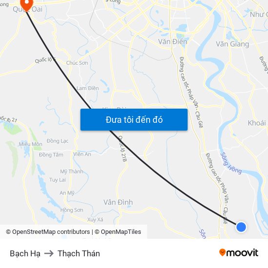 Bạch Hạ to Thạch Thán map