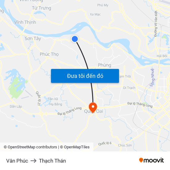 Vân Phúc to Thạch Thán map