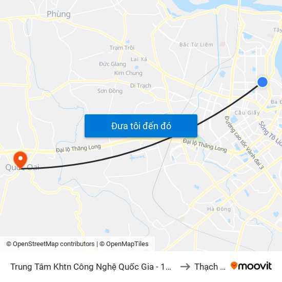 Trung Tâm Khtn Công Nghệ Quốc Gia - 18 Hoàng Quốc Việt to Thạch Thán map