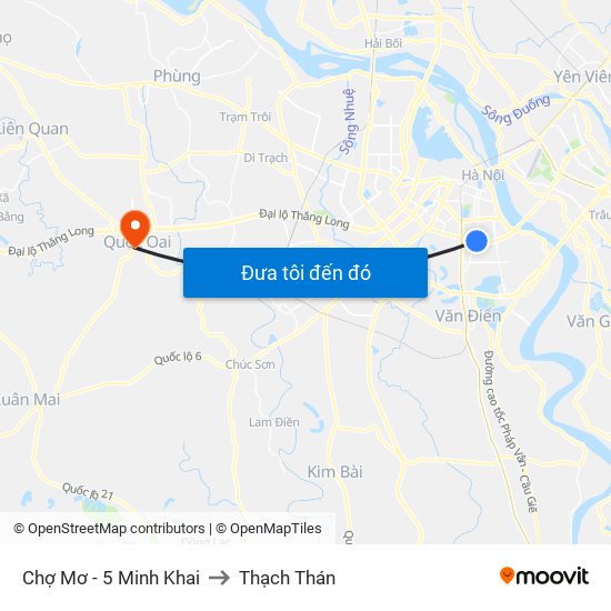 Chợ Mơ - 5 Minh Khai to Thạch Thán map