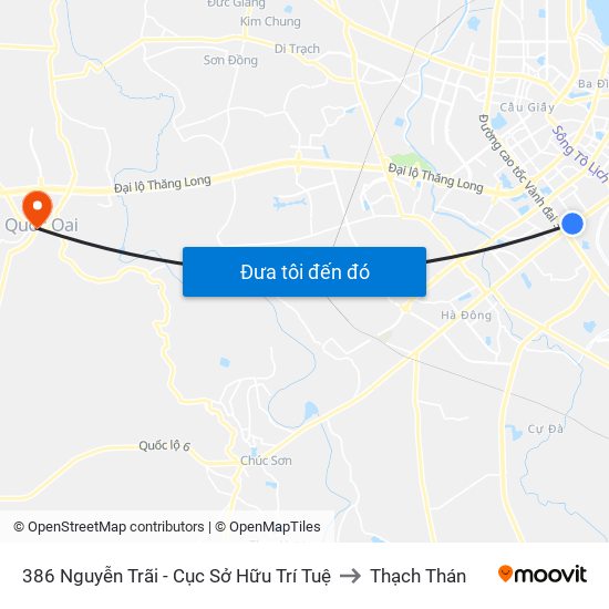 386 Nguyễn Trãi - Cục Sở Hữu Trí Tuệ to Thạch Thán map