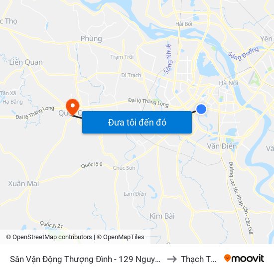 Sân Vận Động Thượng Đình - 129 Nguyễn Trãi to Thạch Thán map