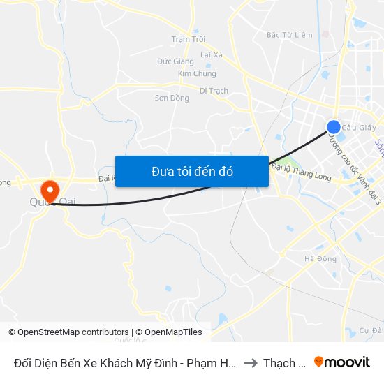 Đối Diện Bến Xe Khách Mỹ Đình - Phạm Hùng (Cột Trước) to Thạch Thán map