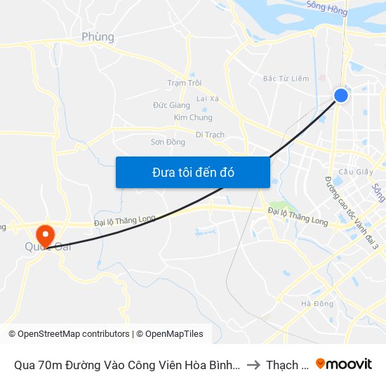 Qua 70m Đường Vào Công Viên Hòa Bình - Phạm Văn Đồng to Thạch Thán map