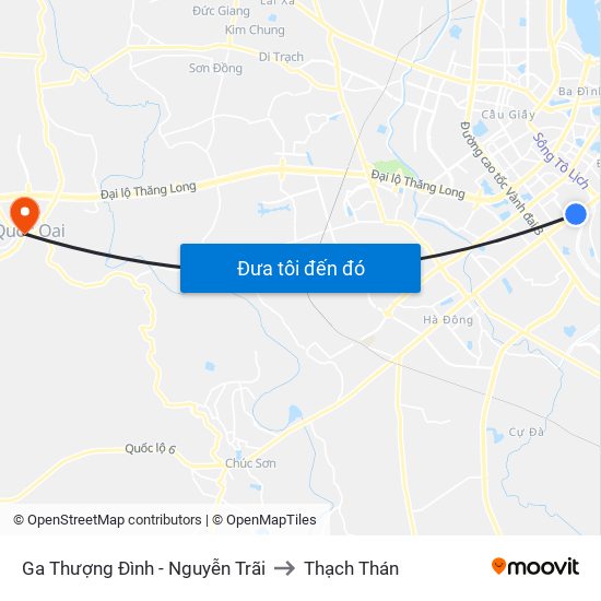 Ga Thượng Đình - Nguyễn Trãi to Thạch Thán map