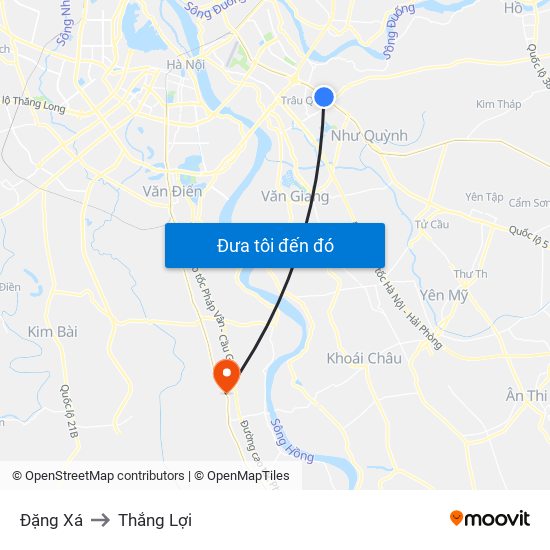 Đặng Xá to Thắng Lợi map