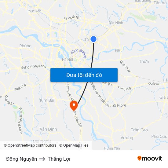 Đồng Nguyên to Thắng Lợi map