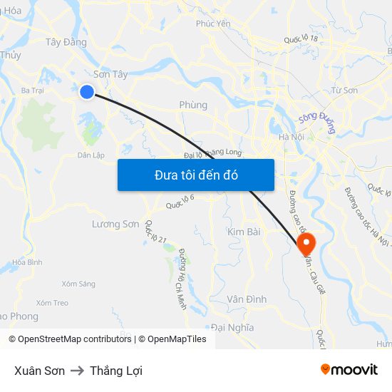 Xuân Sơn to Thắng Lợi map