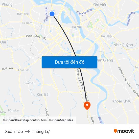 Xuân Tảo to Thắng Lợi map