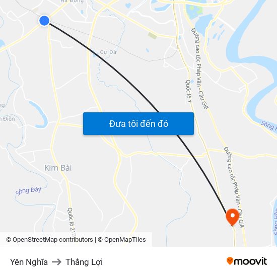 Yên Nghĩa to Thắng Lợi map