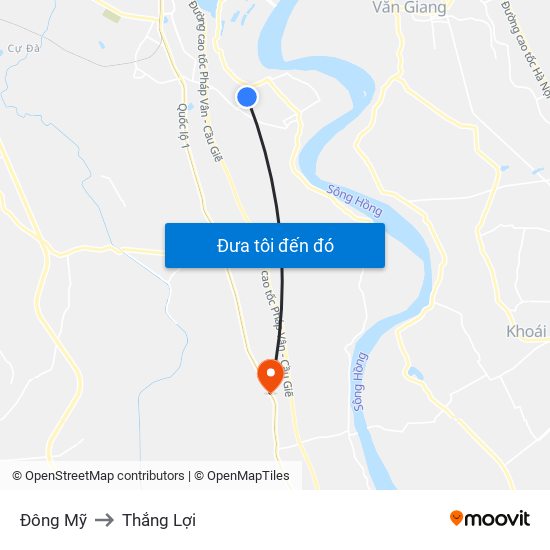 Đông Mỹ to Thắng Lợi map