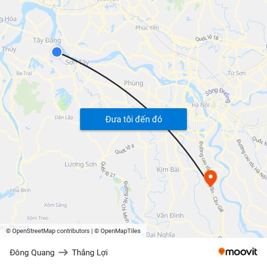 Đông Quang to Thắng Lợi map