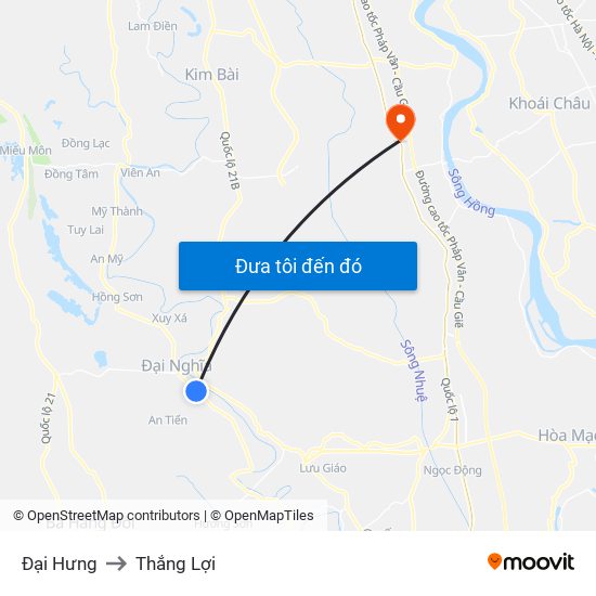 Đại Hưng to Thắng Lợi map