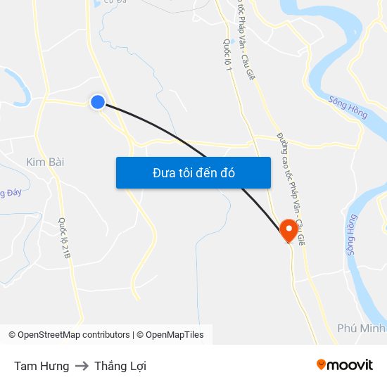 Tam Hưng to Thắng Lợi map