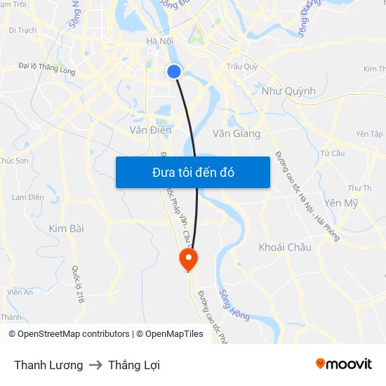 Thanh Lương to Thắng Lợi map