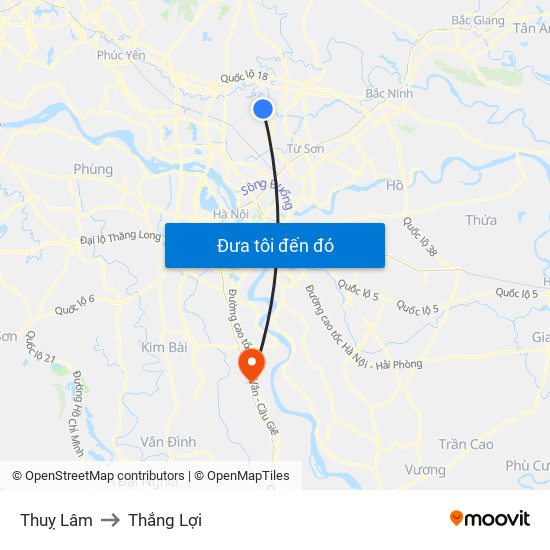 Thuỵ Lâm to Thắng Lợi map