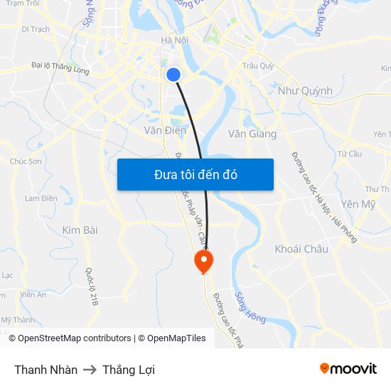 Thanh Nhàn to Thắng Lợi map