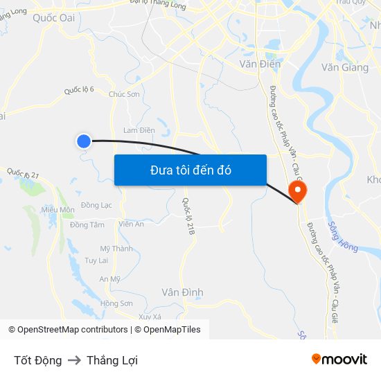 Tốt Động to Thắng Lợi map