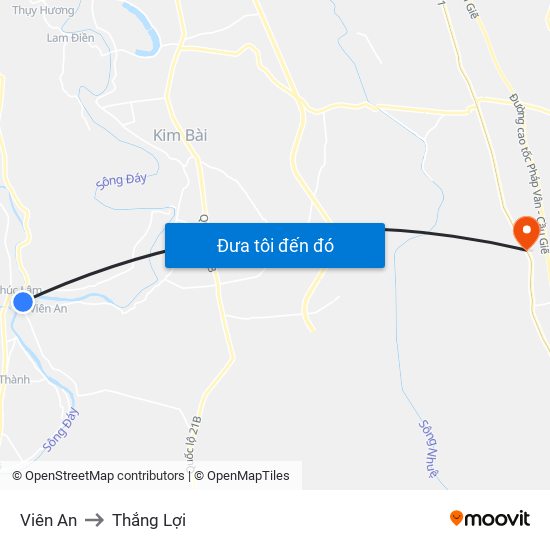 Viên An to Thắng Lợi map