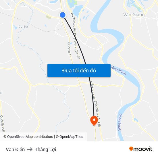 Văn Điển to Thắng Lợi map