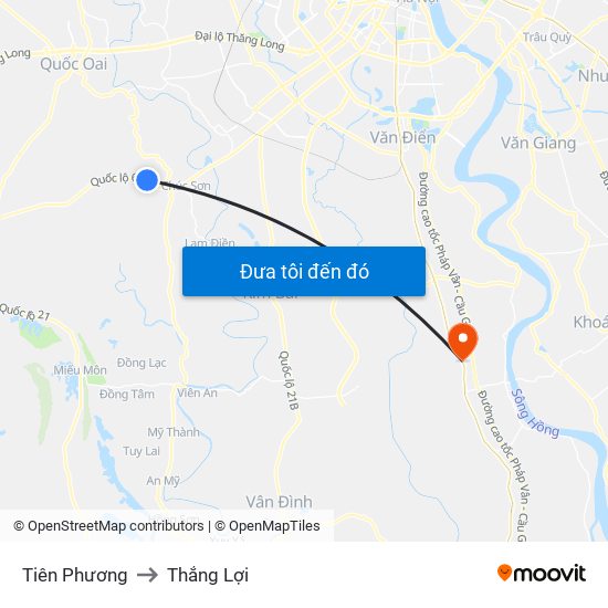 Tiên Phương to Thắng Lợi map