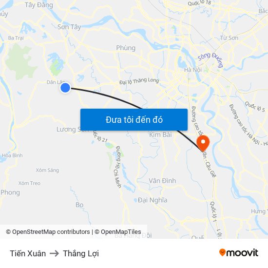 Tiến Xuân to Thắng Lợi map