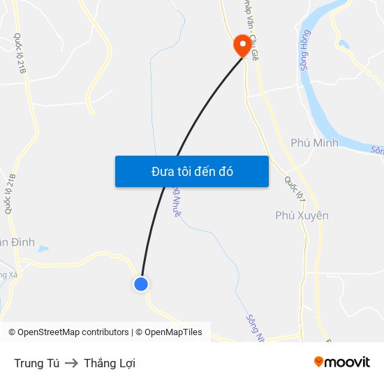 Trung Tú to Thắng Lợi map