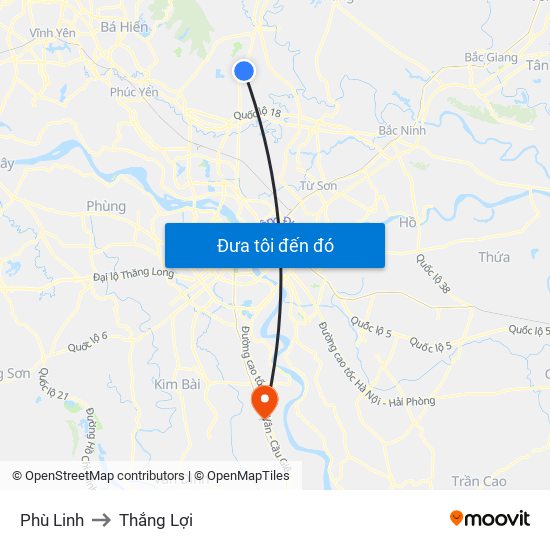 Phù Linh to Thắng Lợi map