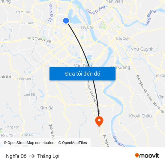 Nghĩa Đô to Thắng Lợi map