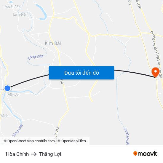 Hòa Chính to Thắng Lợi map