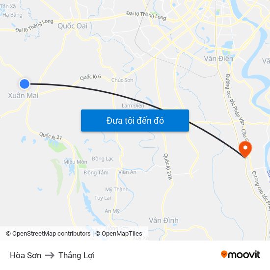Hòa Sơn to Thắng Lợi map