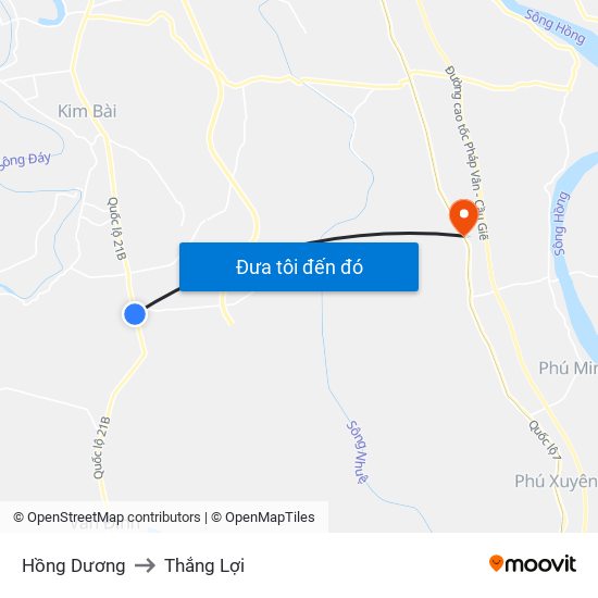 Hồng Dương to Thắng Lợi map