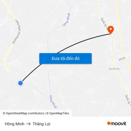 Hồng Minh to Thắng Lợi map