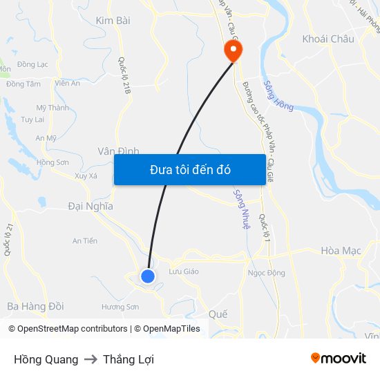 Hồng Quang to Thắng Lợi map