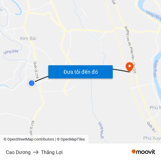 Cao Dương to Thắng Lợi map