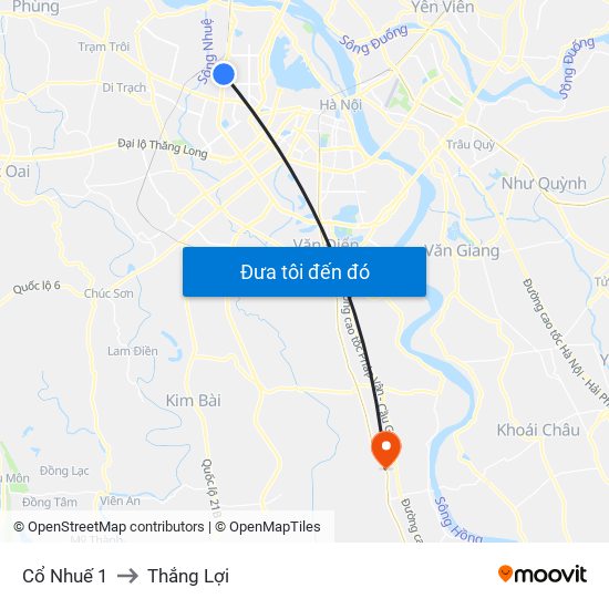 Cổ Nhuế 1 to Thắng Lợi map