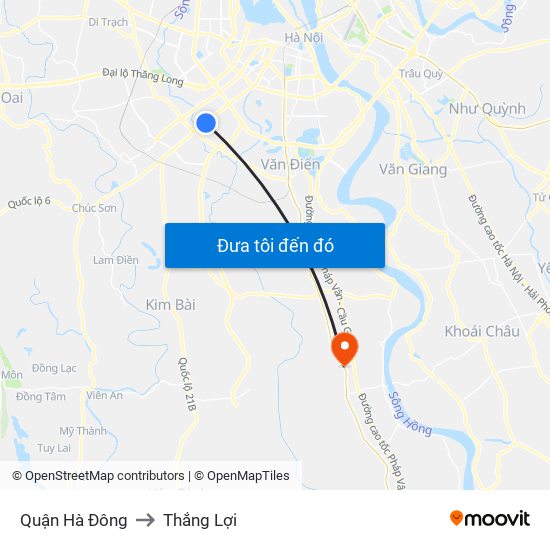 Quận Hà Đông to Thắng Lợi map