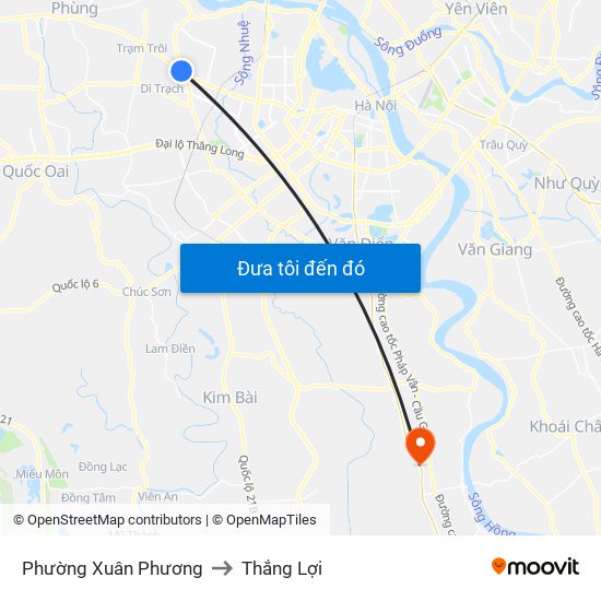 Phường Xuân Phương to Thắng Lợi map