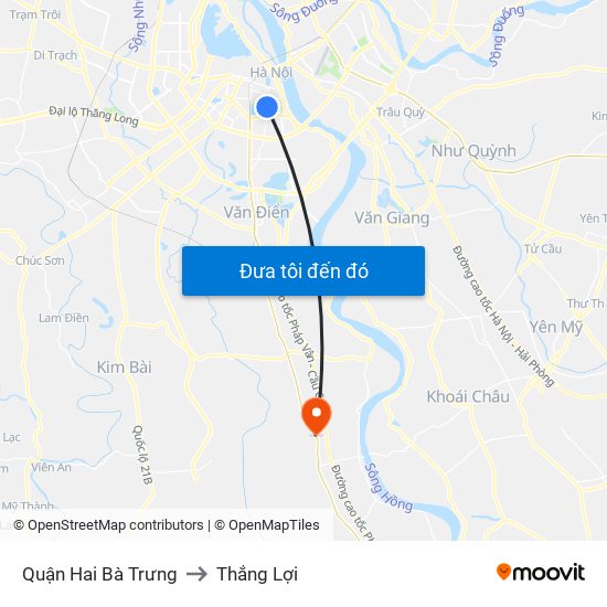 Quận Hai Bà Trưng to Thắng Lợi map