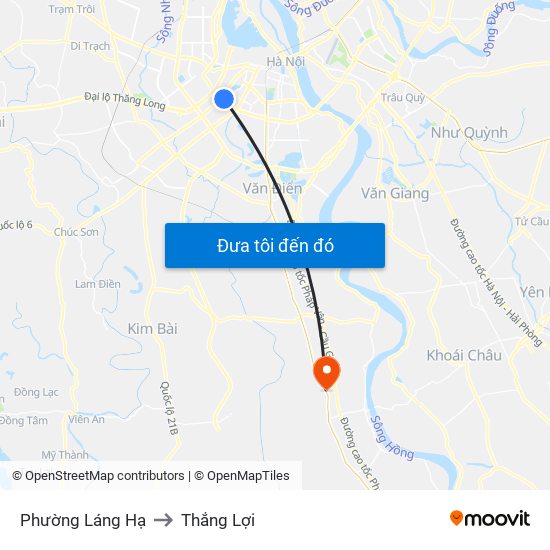 Phường Láng Hạ to Thắng Lợi map