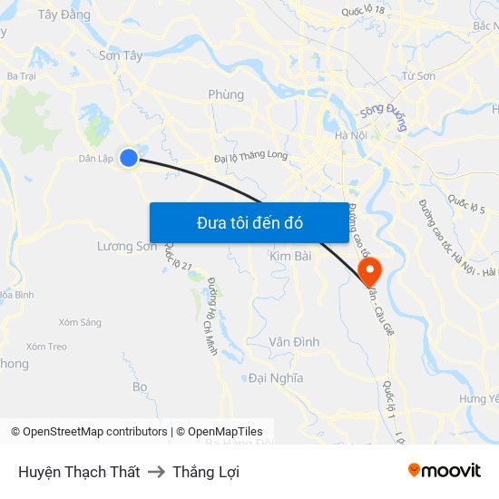 Huyện Thạch Thất to Thắng Lợi map