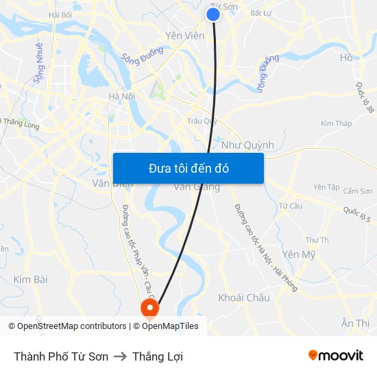 Thành Phố Từ Sơn to Thắng Lợi map