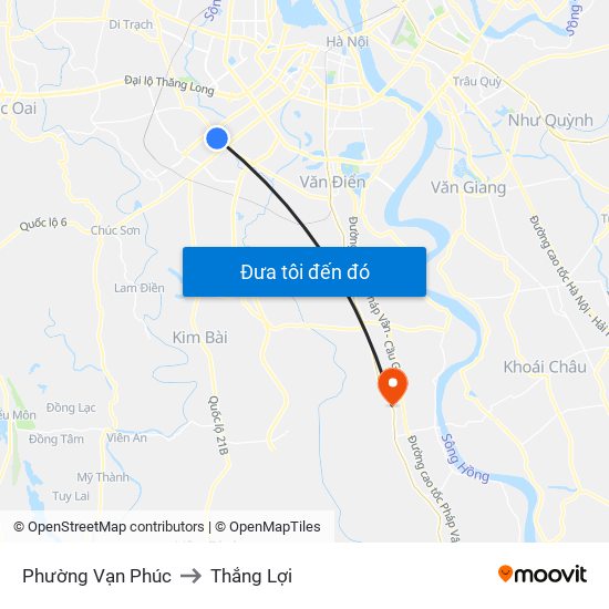 Phường Vạn Phúc to Thắng Lợi map