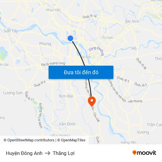 Huyện Đông Anh to Thắng Lợi map