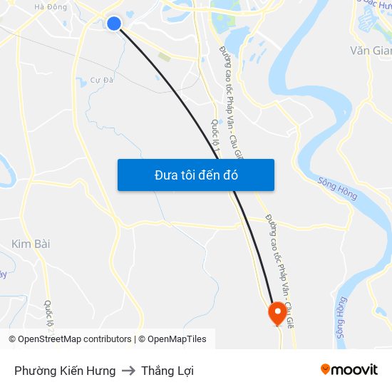 Phường Kiến Hưng to Thắng Lợi map