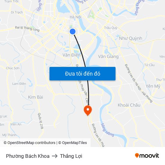 Phường Bách Khoa to Thắng Lợi map