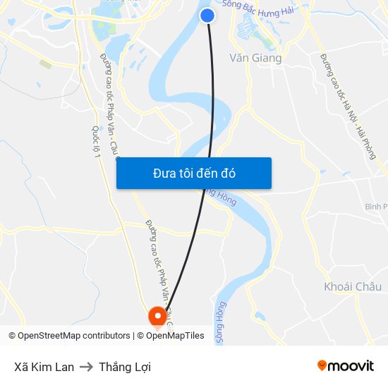 Xã Kim Lan to Thắng Lợi map