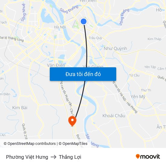 Phường Việt Hưng to Thắng Lợi map