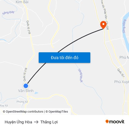 Huyện Ứng Hòa to Thắng Lợi map