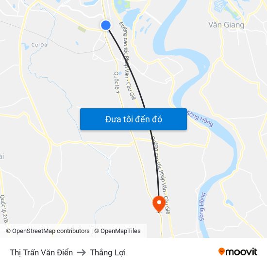 Thị Trấn Văn Điển to Thắng Lợi map